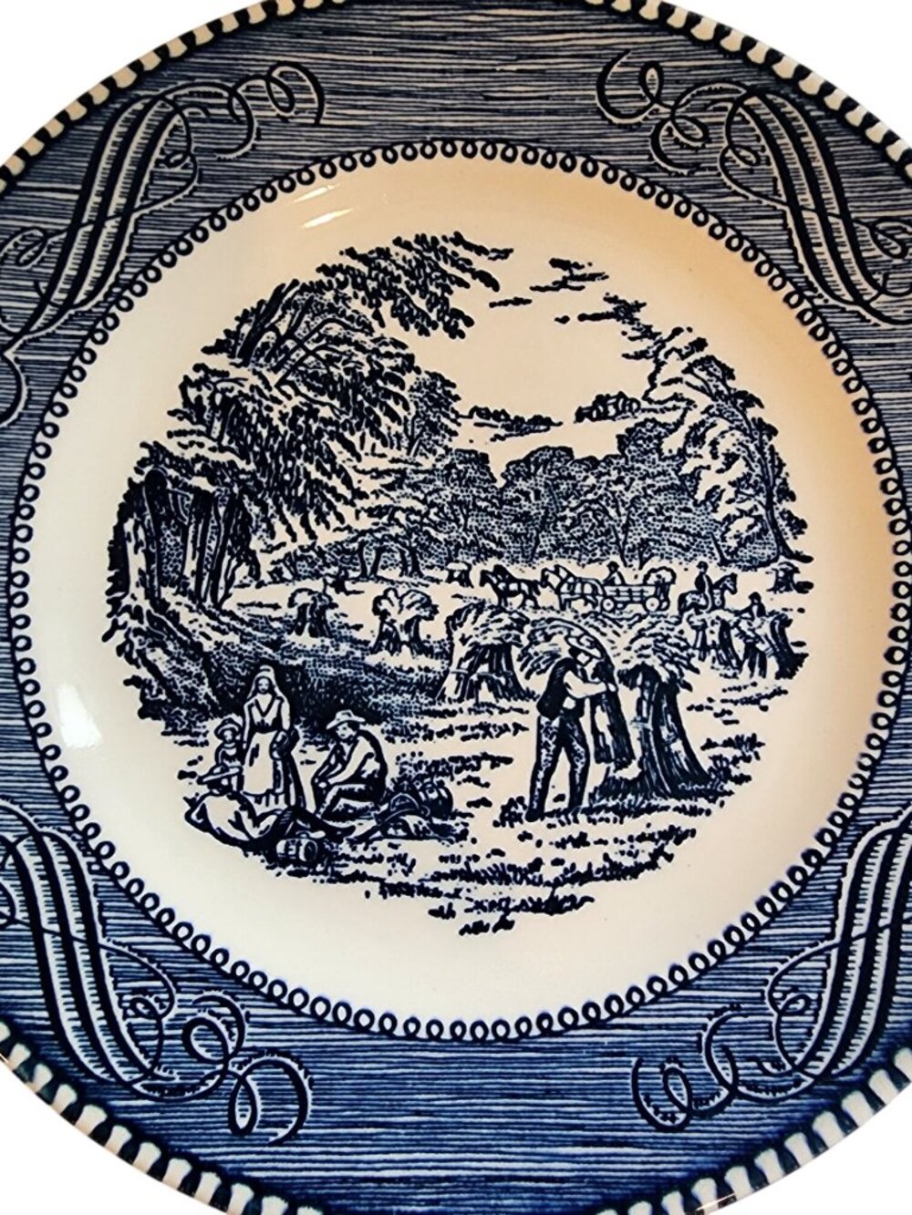 vintage Currier and Ives “The Harvest” blue bread and butter plate - Picture 3 of 3